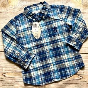 Disney Parks Plaid Mickey Button Down Shirt NWT Boys Size 4T